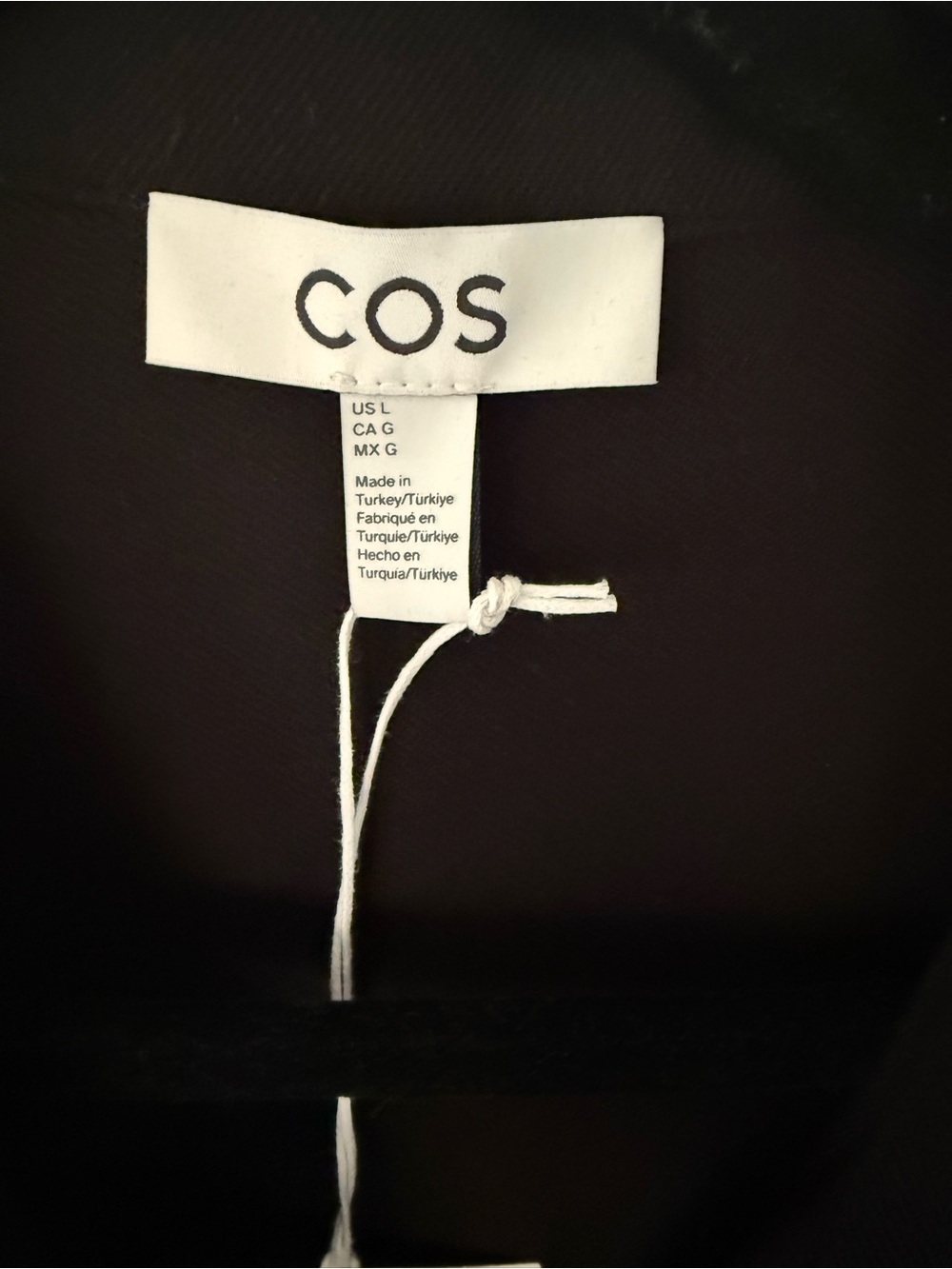 COS Black Long Sleeve Belted Jumpsuit Label View - Picture 3 of 5